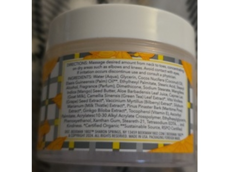 Beekman 1802 Goat Milk Whipped Body Cream, Honey & Orange Blossom, 2 fl oz/59 mL