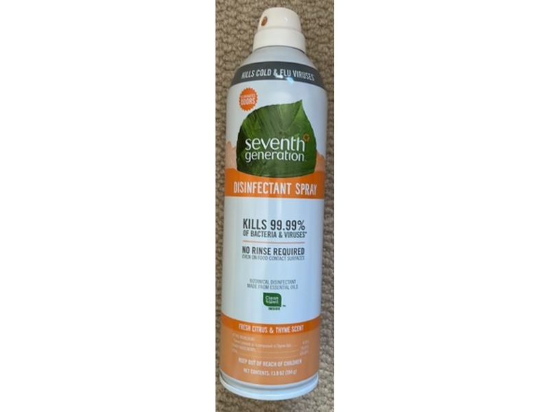Seventh Generation Botanical Disinfectant Spray, Fresh Citrus & Thyme Scent, 13.9 oz/394 g