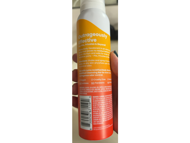 Lume Whole Body Deodorant, Invisible Spray, 3.6 oz/102 g, Pack of 2