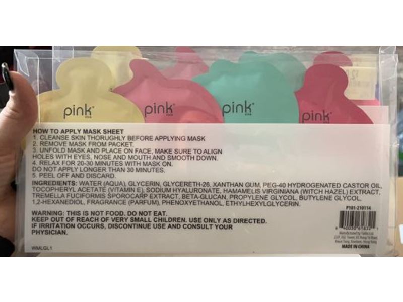 Pink Face Masks, Pomegranate, Watermelon, Peach, Pineapple, 0.71 oz/20 g, 4 Count