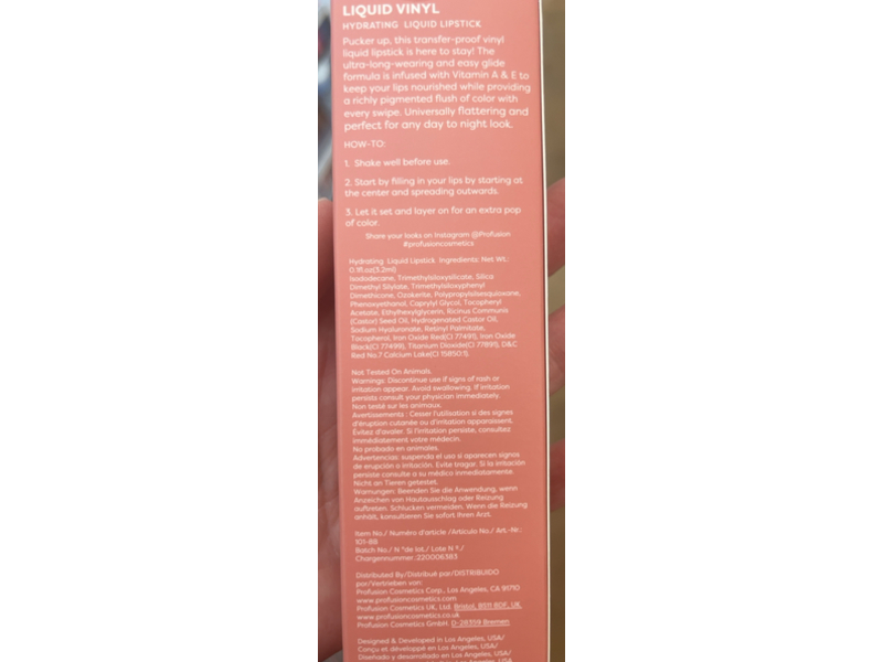 Profusion Liquid Vinyl Hydrating Lipstick, Lover, 0.1 fl oz/3.2 mL