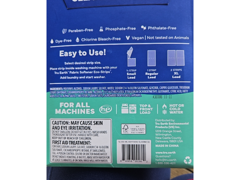 Tru Earth Laundry Detergent Sheets, Fragrance Free, 32 Loads, 16 Count