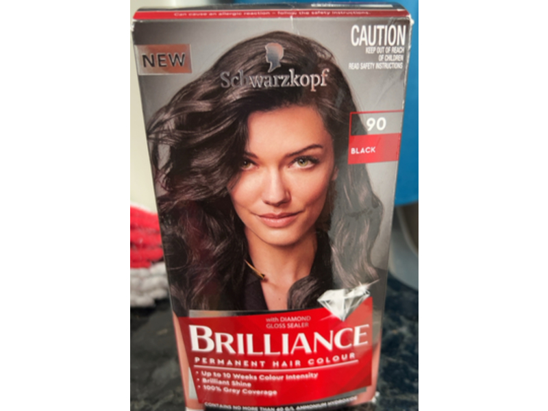 Schwarzkopf Permanent Hair Color, Diamond Gloss Sealer, 90 Black, 1 Application