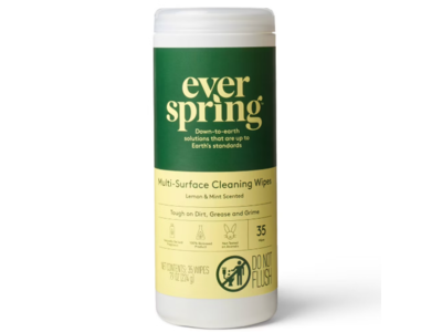 Ever Spring Multi-Surface Cleaning Wipes, Lemon & Mint Scented, 7.9 oz/224 g, Pack Of 35, 3 Packs
