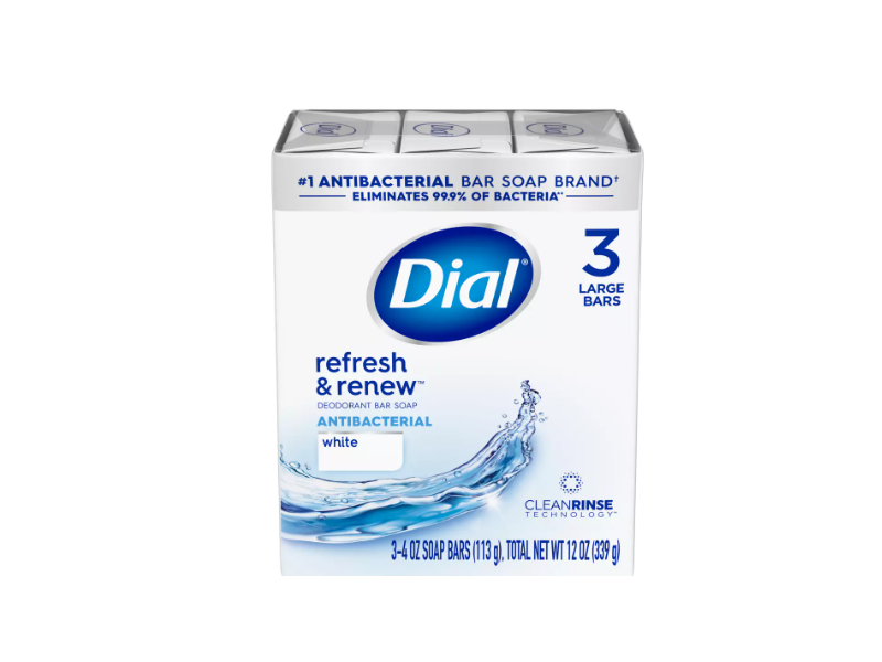 Dial Complete Antibacterial Clean Deodorant Bar Soap, White, 4 oz/113 g, 3 Count