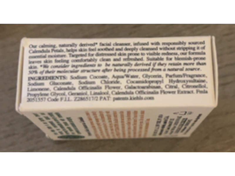 Kiehl's Calming & Soothing Concentrated Cleansing Bar, Calendula, 1.0 oz/30 g