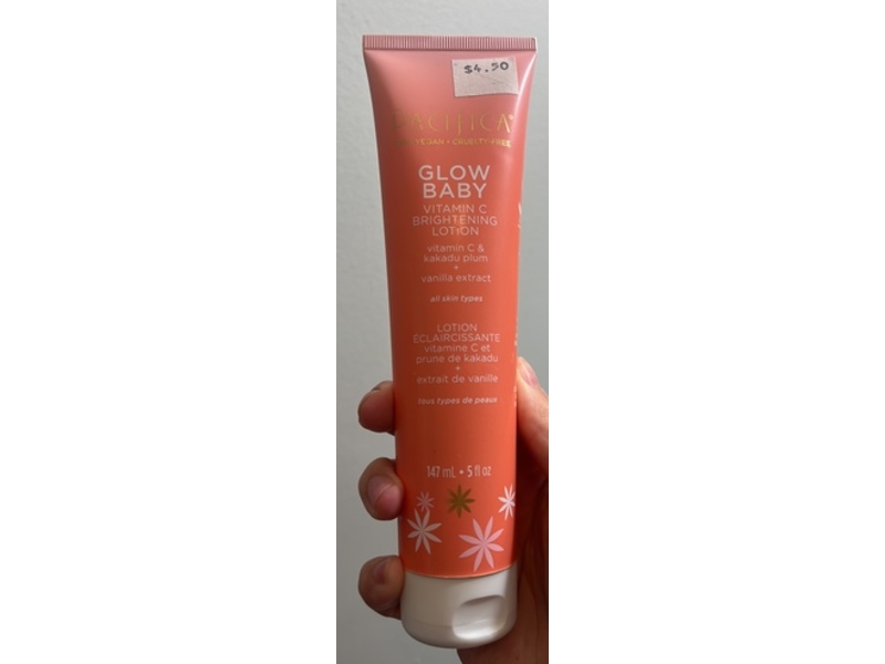 Pacifica Glow Baby Brightening Lotion, Vitamin C + Kakadu Plum & Vanilla Extract, 5 fl oz/147 mL