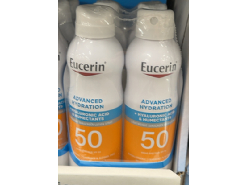 Eucerin Sun Advanced Hydration Sunscreen Lotion Spray, SPF 50, 6 oz/170 g, Pack Of 2