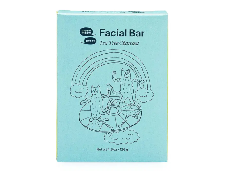 Meow Meow Tweet Facial Bar, Tea Tree Charcoal, 4.5 oz/126 g