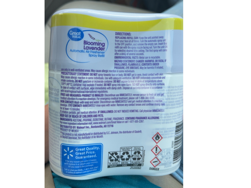 Great Value Automatic Air Freshener Spray, Blooming Lavender, 6.17 z/175 g, Pack Of 2