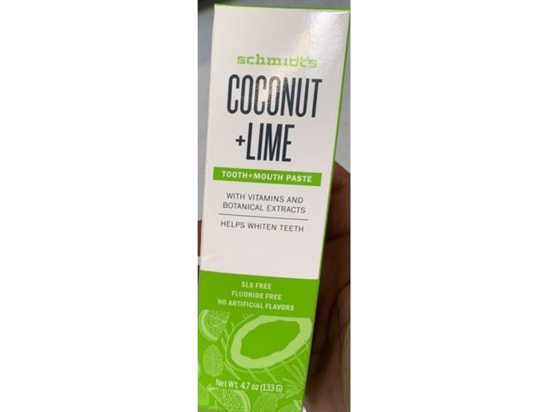 Schmidt's Teeth Whiten Toothpaste, Coconut & Lime, 4.70 oz / 133 g