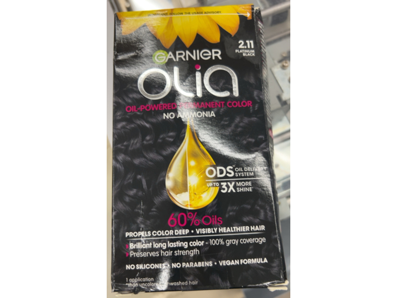 Garnier Olia Oil Powered Permanent Color, 2.11 Platinum Black, 1 Application