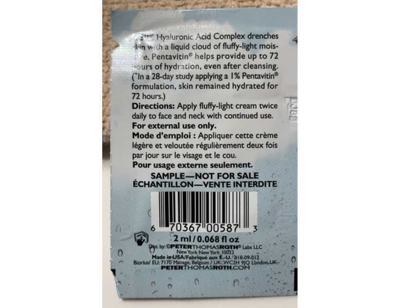 Peter Thomas Roth Water Drench Hyaluronic Cloud Cream, 0.068 fl oz/2 mL