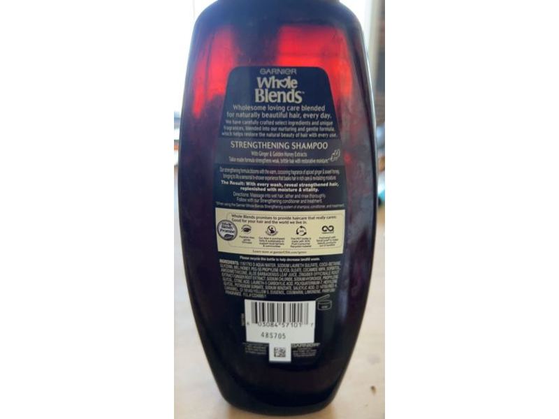 Garnier Whole Blends Strengthening Shampoo, Ginger Recovery, 16.9 fl oz/500 mL