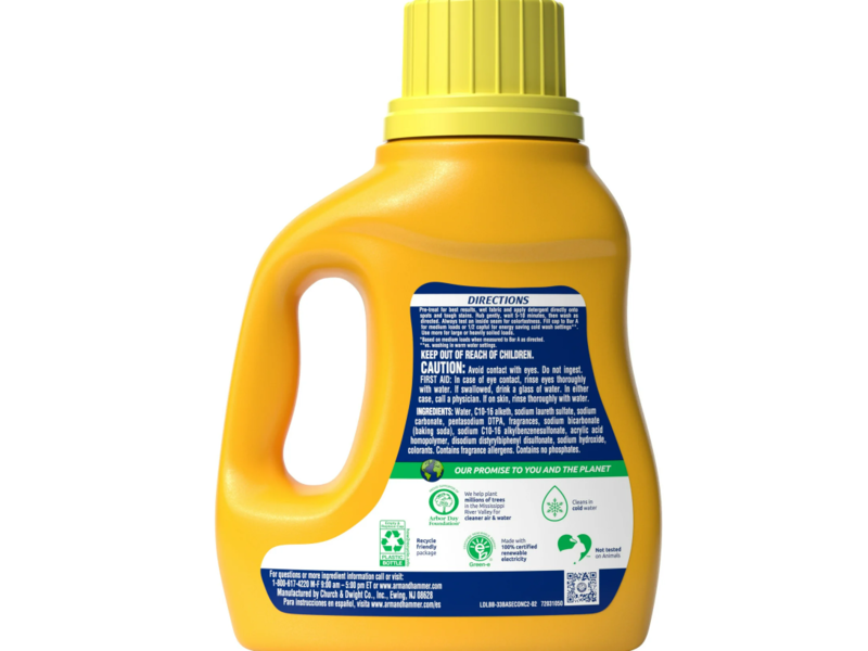 Arm & Hammer Powerfully Clean Liquid Laundry Detergent, Clean Burst, 33 Loads, 33 fl oz/975 mL