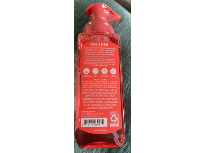 Scent Happy Summer Berry Foaming Hand Soap, Raspberry & Strawberry, Aloe Vera & Vitamin E, 9 oz/255.1 g