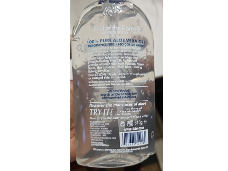 Fruit of The Earth Aloe Vera Gel, 18 oz/510 g