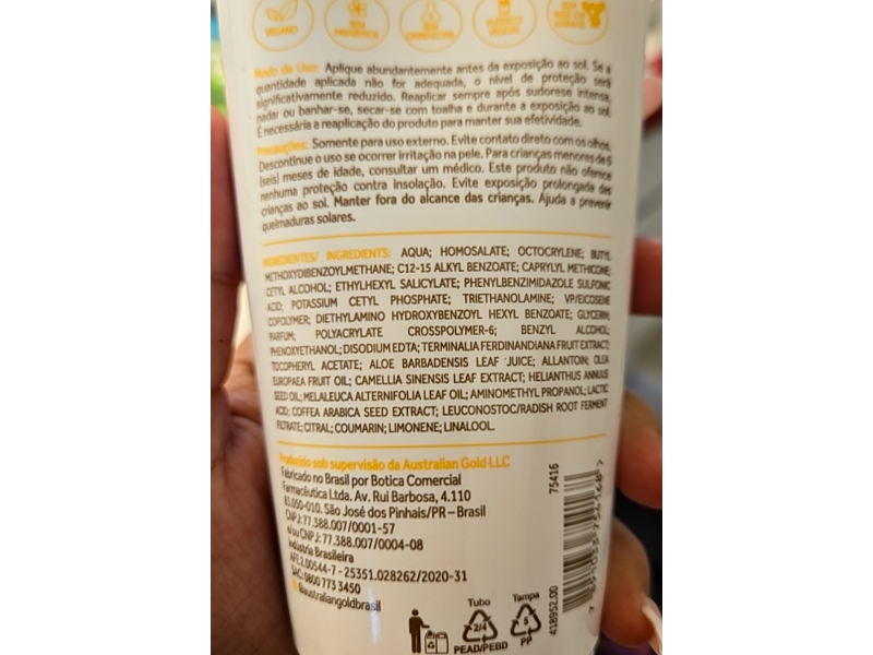 Australian Gold Protetor Solar Corporal Gel Creme, SPF 50, 200 g