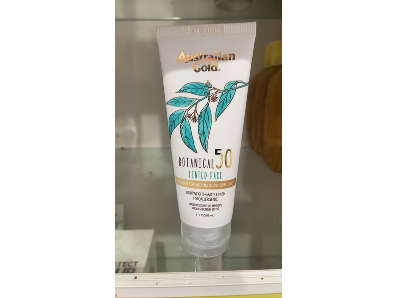 Australian Gold Botanical SPF 50 Tinted Face Sunscreen, Medium To Tan, 3 fl oz/89 mL