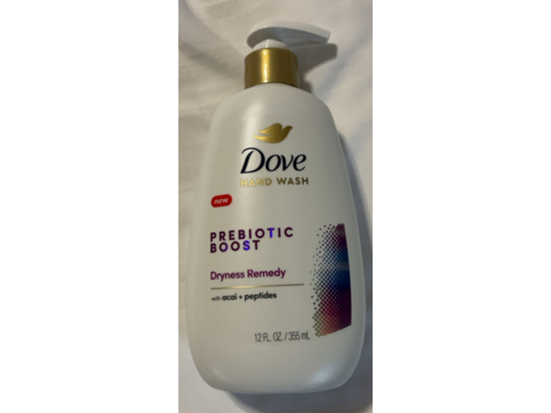 Dove Prebiotic Boost Hand Wash, Acai + Peptides, 12 fl oz/355 mL, Pack Of 4