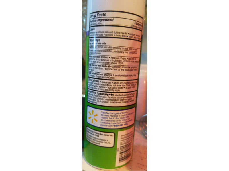 Equate Burn Relief Continuous Spray With Lidocaine, Aloe Vera, 6 oz