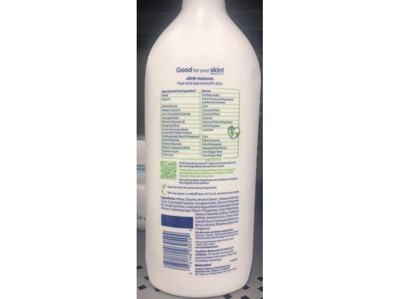 Nivea Nourish By Nature Body Lotion, Lavender Enriched, 16.9 fl oz/500 mL