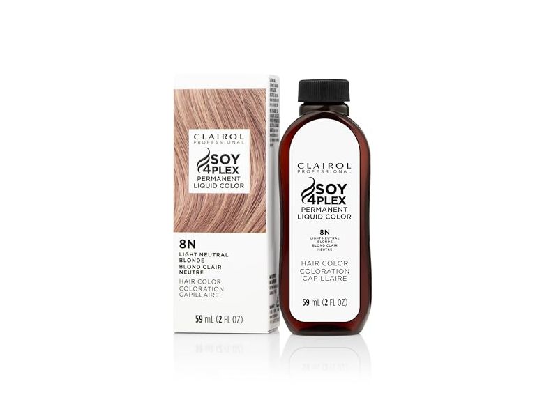 Clairol Professional Soy 4 Plex Permanent Liquid Color, 8N Light Neutral Blonde, 2 fl oz/59 mL