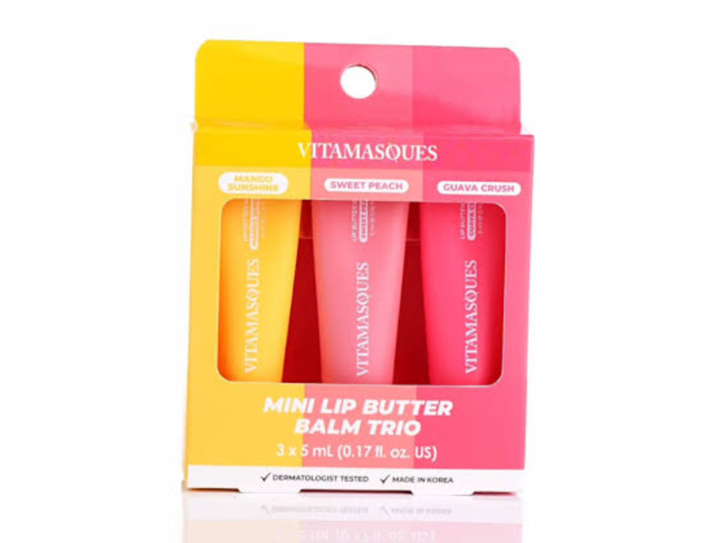 Vitamasques Mini Lip Butter Balm Trio, Mango Sunshine, Sweet Peach & Guava Crush, 0.17 fl oz/5 mL