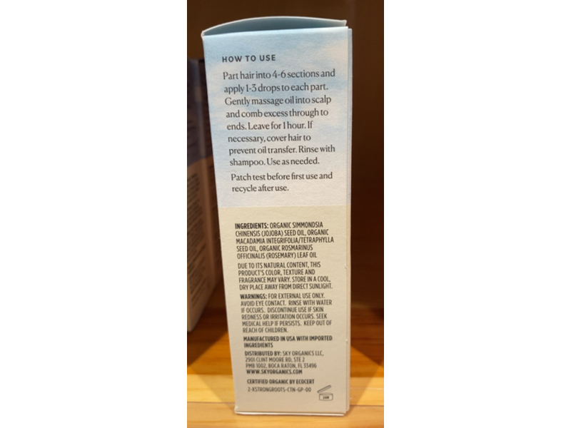 Sky Organics Organic Rosemary Strong Roots Oil, Macadamia Oil, 2 fl oz/60 mL