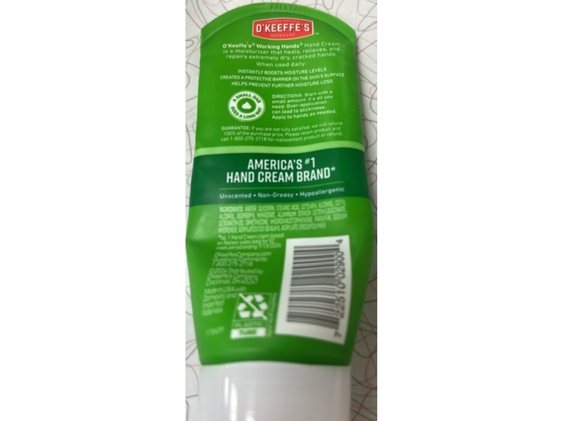 O'keeffe's Skincare Working Hands Cream, 3 oz/85 g