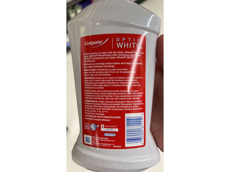 Colgate Optic White Mouthwash, Icy Fresh Mint, 16 fl oz/473 mL