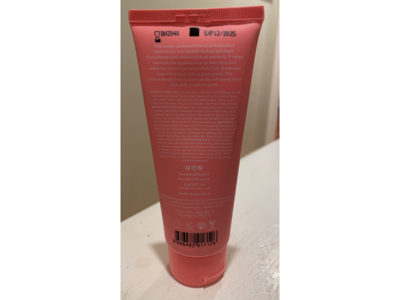 Sand & Sky Australian Pink Clay Exfoliator, 3.53 oz/100 g