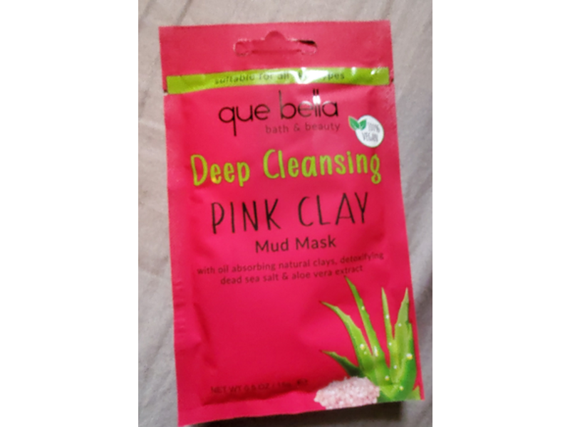 Que Bella Deep Cleansing Mud Mask, Pink Clay, 0.5 oz/15 g