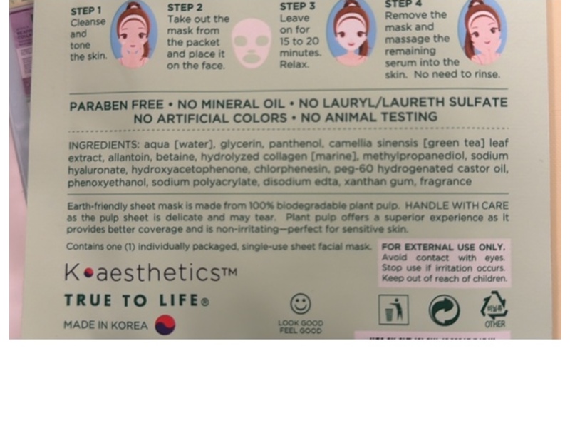 Earth Therapeutics Refreshing Facial Sheet Mask, Green Tea, 0.70 fl oz/20 mL