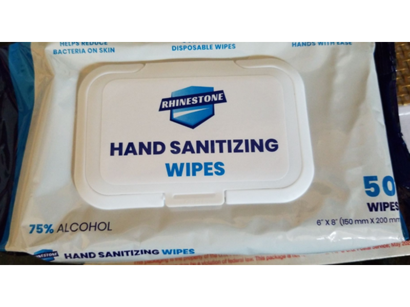 Rhinestone Hand Sanitizing Wipes, 75% Alcohol, 50 Count, Pack Of 2