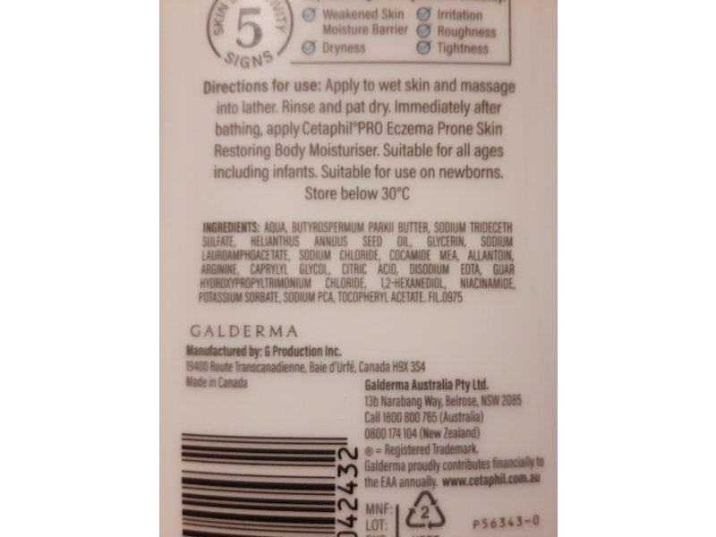 Cetaphil Pro Restoring Body Wash, Eczema Prone Skin, 295 mL