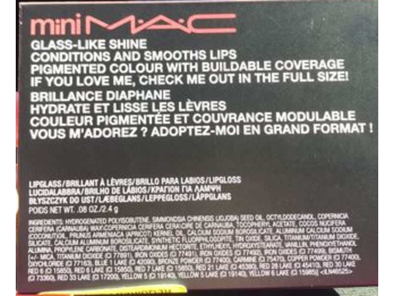 M.A.C Mini Lipglass, Nymphette, 0.08 oz/2.4 g