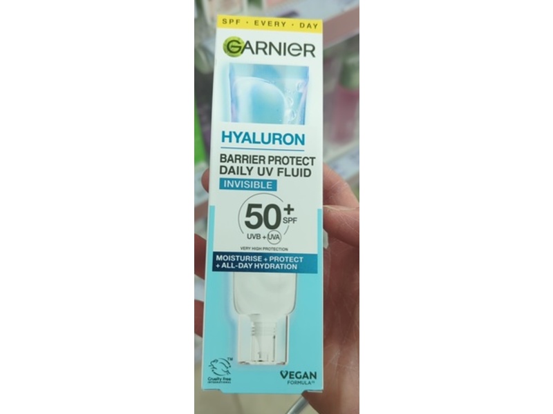 Garnier Hyaluron Barrier Protect Daily UV Fluid Moisture Protect Sunscreen, SPF 50+, 40 mL