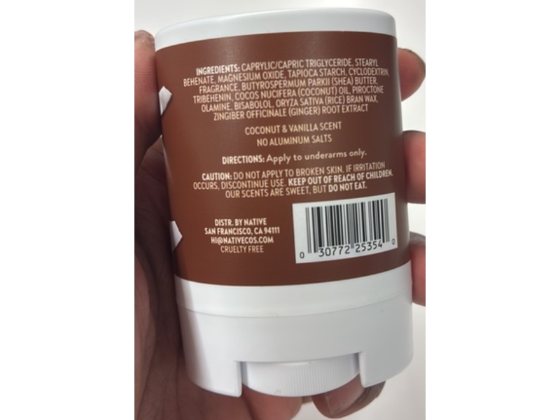 Native Deodorant, Coconut & Vanilla, 0.5 oz/14 g, Pack Of 4