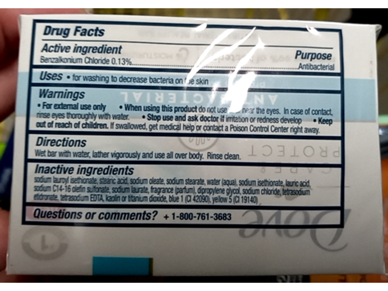 Dove Care & Protect Antibacterial Beauty Bar, 3.17 oz/90 g