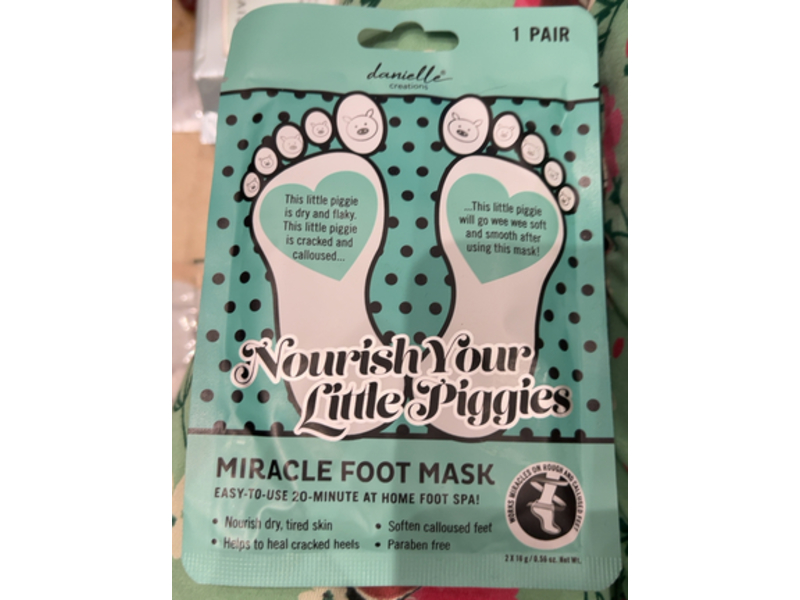 Danielle Creations Miracle Foot Mask, Nourish Your Little Piggies, 0.56 oz/16 g, 1 Pair
