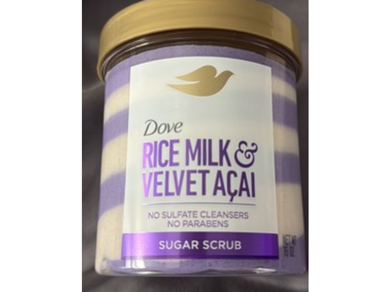 Dove Sugar Scrub, Rice Milk & Velvet Acai, 15 oz