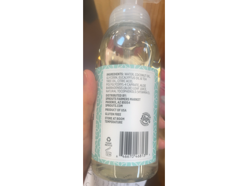 Sprouts Castile Foaming Hand Soap, Eucalyptus & Tea Tree, 13 fl oz/385 mL