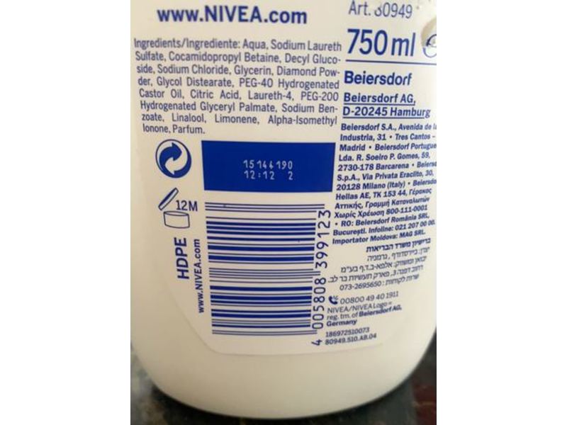 Nivea Care Shower Gel, Diamond & Argan Oil, 750 mL