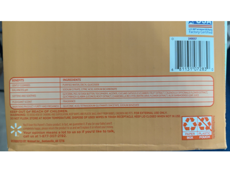 Parent's Choice Soothing Wipes, Shea Butter, 900 Count