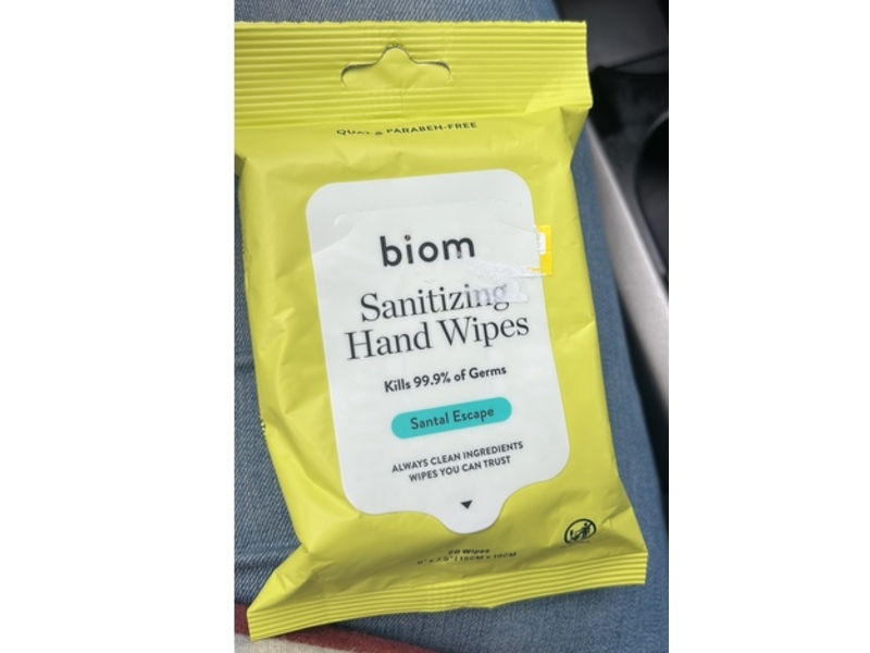 Biom Hand Sanitizing Hand Wipes, Santal Escape, 20 Count, Pack Of 10