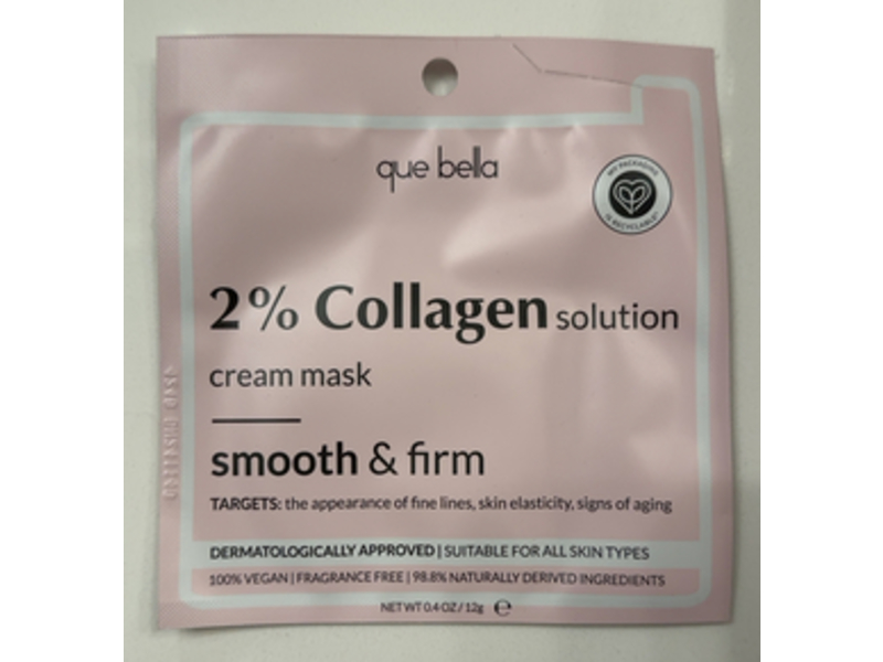 Que Bella Smooth & Firm Cream Mask, Collagen, 0.4 oz/12 g