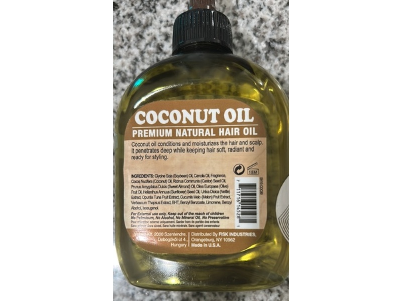 Difeel Premium Natural Hair Oil, Coconut, 7.1 fl oz/210 mL