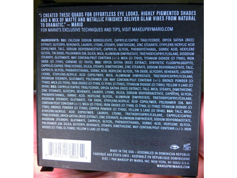 Makeup By Mario Glam Eyeshadow Quad, Bronzy Glam, 0.04 oz/12 g