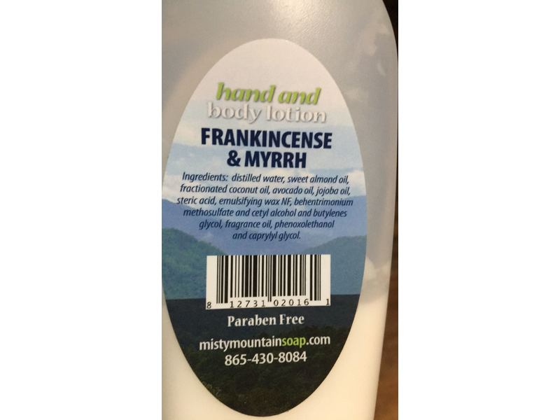 Misty Mountain Soap Hand & Body Lotion, Frankincense & Myrrh, 8 oz/237 ml